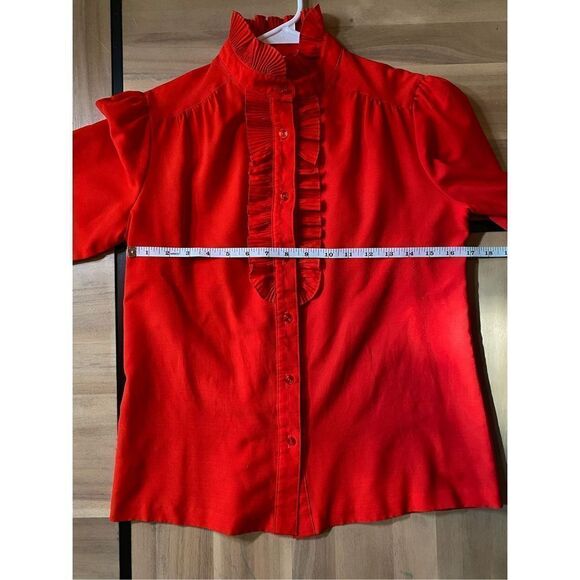 Vintage Pykettes Ruffled Red‎ Button Down - Picture 5 of 5